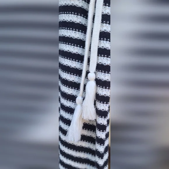 Nine West Knit Nautical Cottagecore Black & White Striped Dress - Size XXL / 2X - Picture 15 of 17